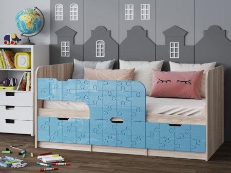 Детская Кровать Юнга-9 МДФ (Ш-800 x В-850 x Д-1632/1833 мм)/Разные Цвета