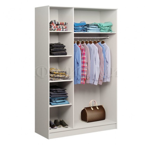 Шкаф 3-х Створчатый  Настя-1 МДФ Белый/Белый Глянец Ш-1350хВ-2116хГ-540 мм