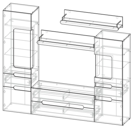 Гостиная Палермо Ясень Шимо Светлый/Белый Глянец (Ш-2272 мм x В-1910 мм x Г-413 мм)