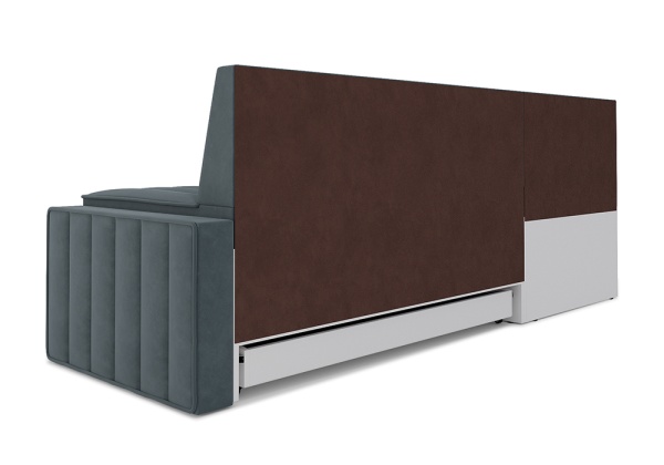 Кухонный угловой диван дельфин Вермут велюр серо-синий