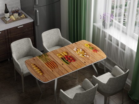 Стол Обеденный Раздвижной Бочонок Фотопечать (Ш-1100/1400 х Г-700 х В-760 мм)/Разные Цвета